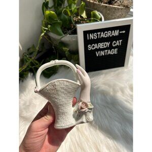 Bone China hand catch all flowers trinket dish vintage basket